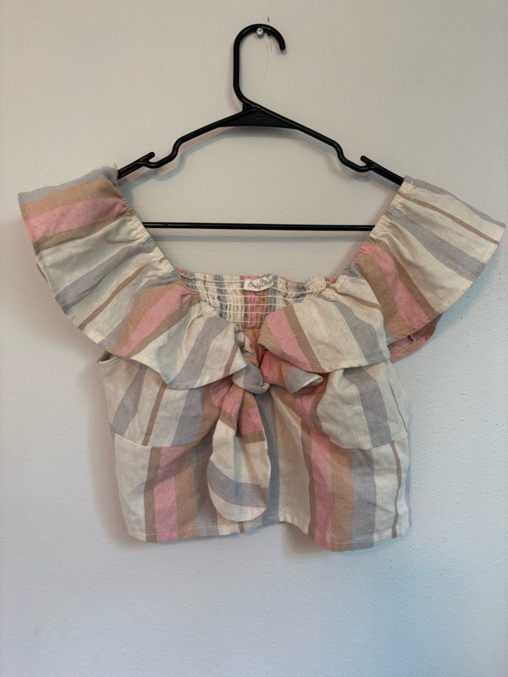 Simply Blessed  Cropped Top in Pink and Cream Size L
